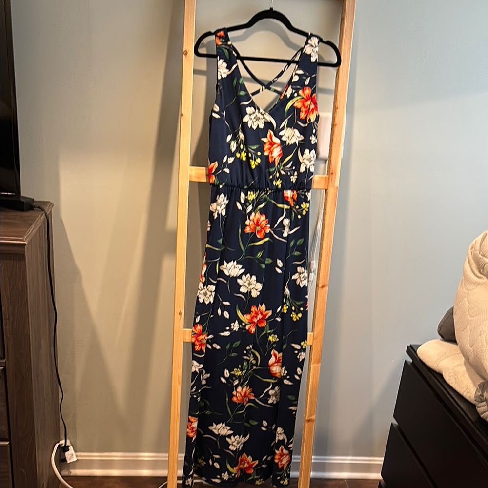 Nine Britton Blue and Orange Sleeveless V-Neck Sundress